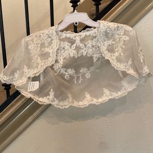 Cropped Lace Formal Jacket Wedding Bridal Bride Small S Ivory White Bead…